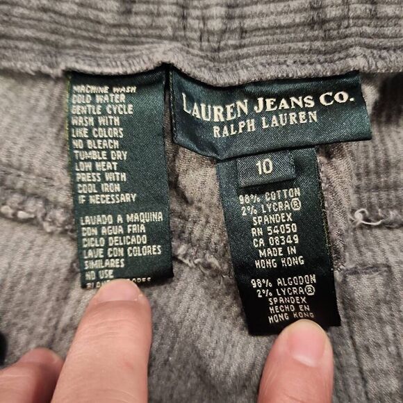 Lauren Ralph Lauren Green Label Gray Corduroy Pants Straight Leg Women's Size 10 - Picture 3 of 11